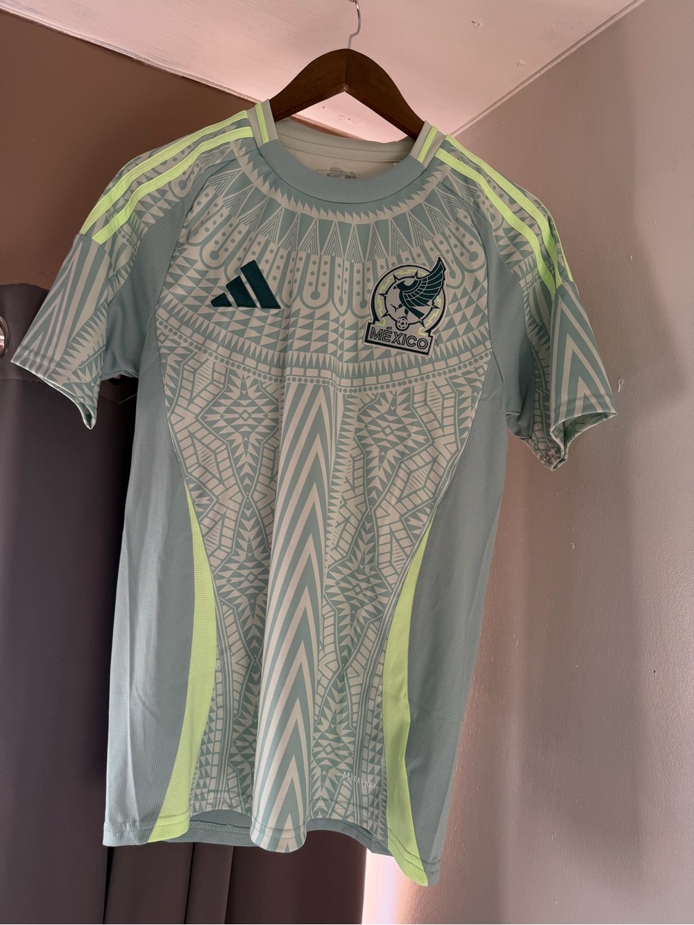 adidas Light Aqua & Neon Yellow Mexico Soccer Jersey